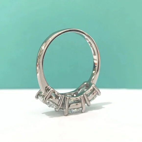 🔥Sterling Silver 925 5CT Certified Moissanite Brilliant Cut Wedding Ring Size 7